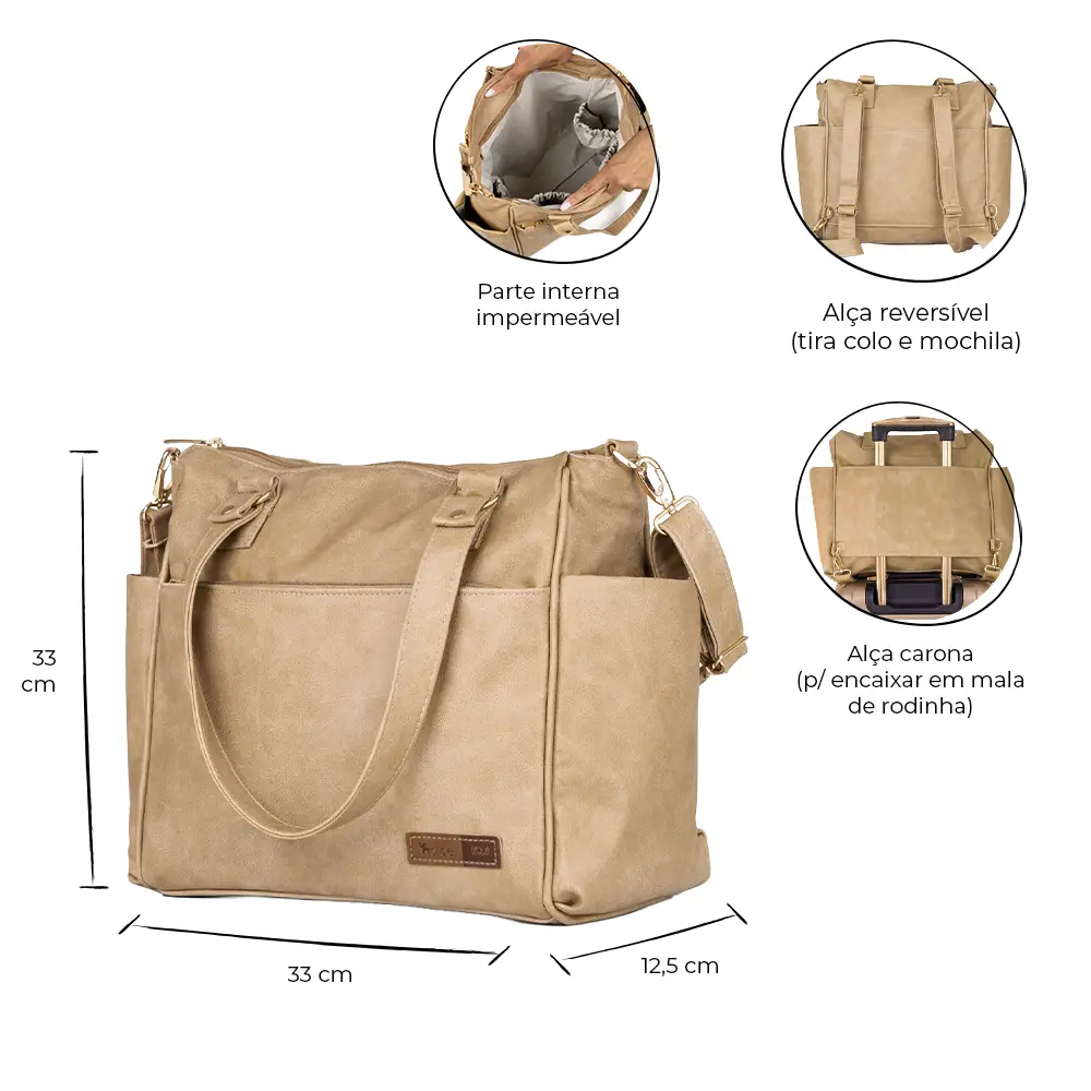 Bolsa Mochila Maternidade 2 em 1 Corah Cru - Miniatura 6