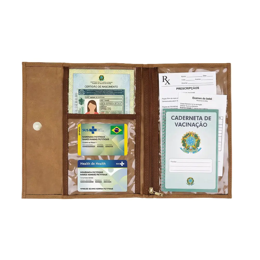 Porta Carteira de Vacinação e Documentos Corah Caramelo - Miniatura 3
