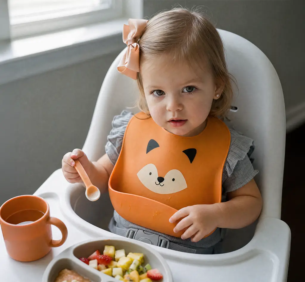 Babador de Silicone com Bolso - Raposa - Miniatura 2