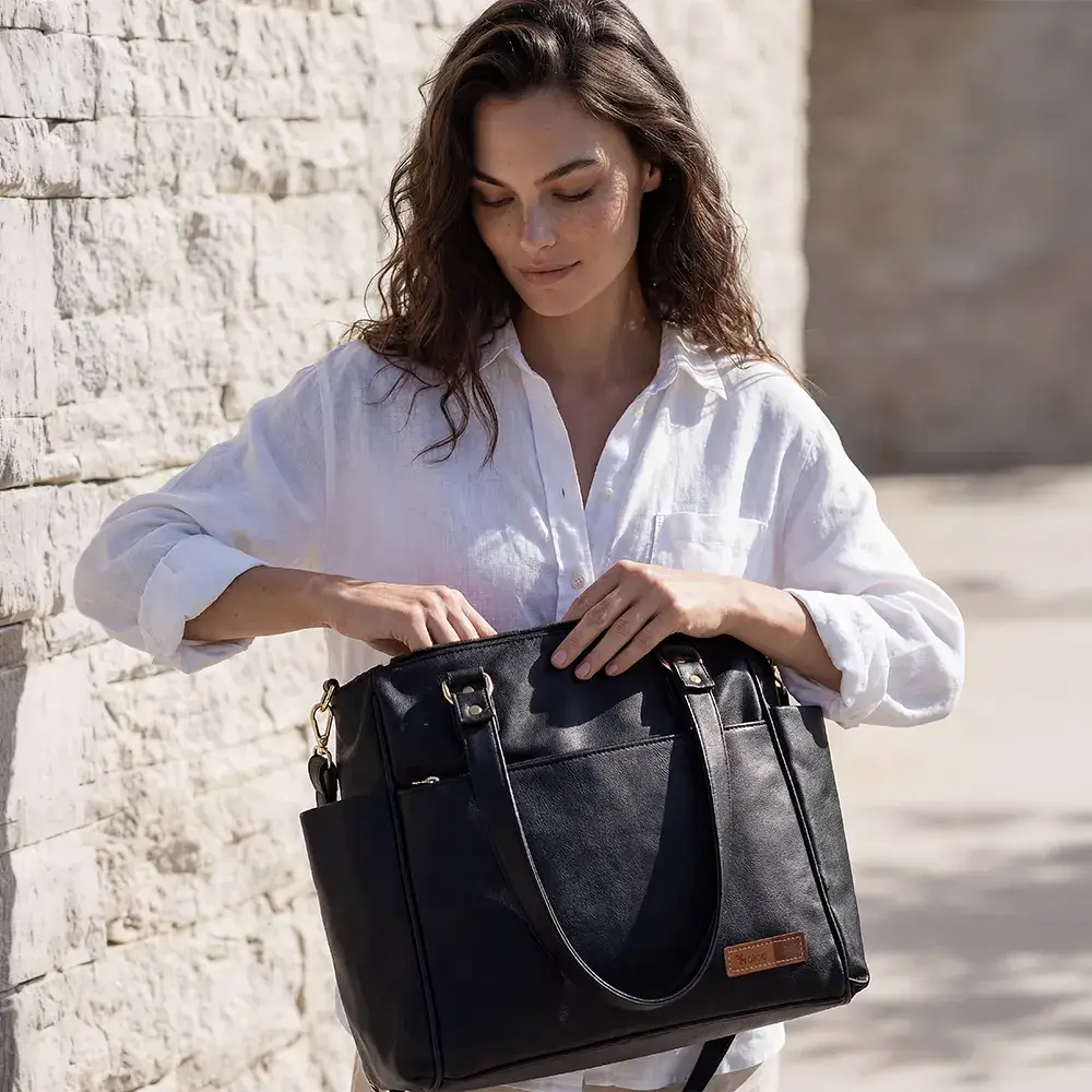 Bolsa Mochila Maternidade 2 em 1 Corah Preta - Miniatura 14