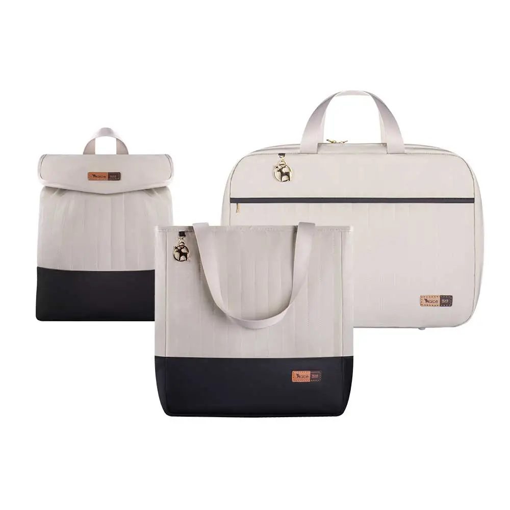 Kit Bolsa Mala e Mochila Maternidade Coleção Cores - Creme e Preto - Foto 1