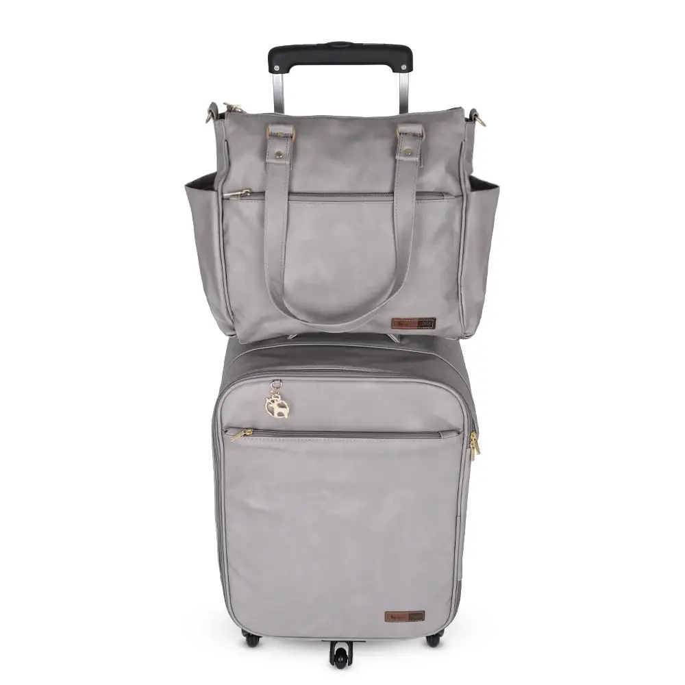 Kit Bolsa e Mala de Rodinhas Corah Cinza