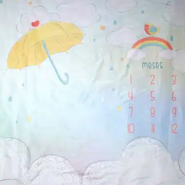 Cenário Mesversário Chuva de amor (lençol)