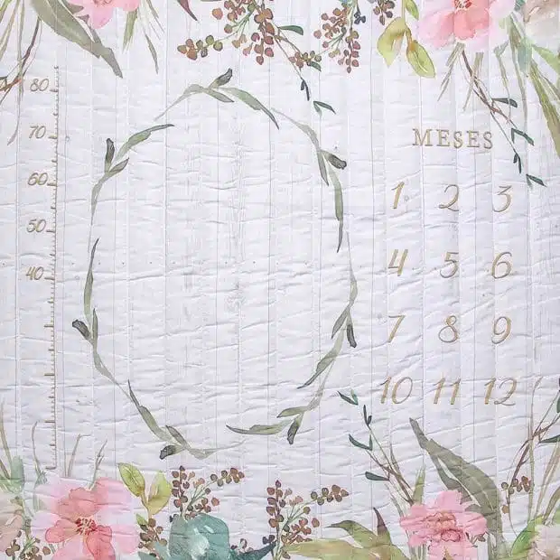 tapete mesversário acompanhamento mensal dupla face branco tema floral use alce