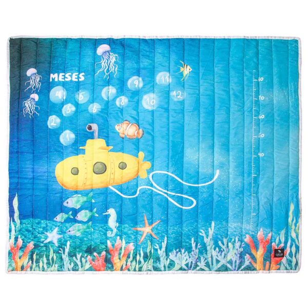 tapete mesversário acompanhamento mensal dupla face azul tema fundo do mar use alce