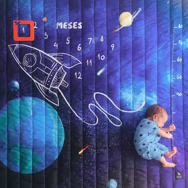 Fotos criativas para fazer em casa com o bebê! Faça fotos com frutas Tapete Mesversário Espacial