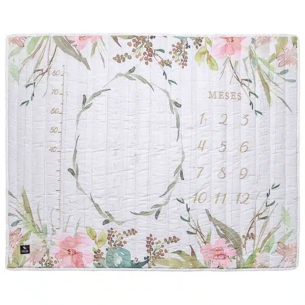 tapete mesversário acompanhamento mensal dupla face branco tema floral use alce