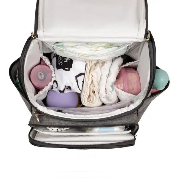 bolsa maternidade usealce lebaby preta espaço interno