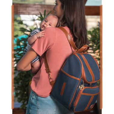 Bolsa Mochila Maternidade Multifuncional Lebaby 2 em 1 Jeans