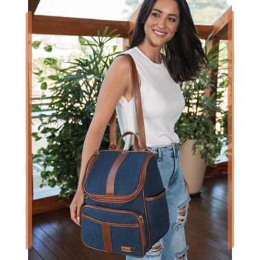 Bolsa Mochila Maternidade Multifuncional Lebaby 2 em 1 Jeans