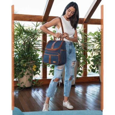 Bolsa Mochila Maternidade Multifuncional Lebaby 2 em 1 Jeans