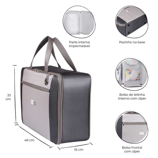 Kit Maternidade Bolsa Mala Mochila Londres Cinza - Imagem 10