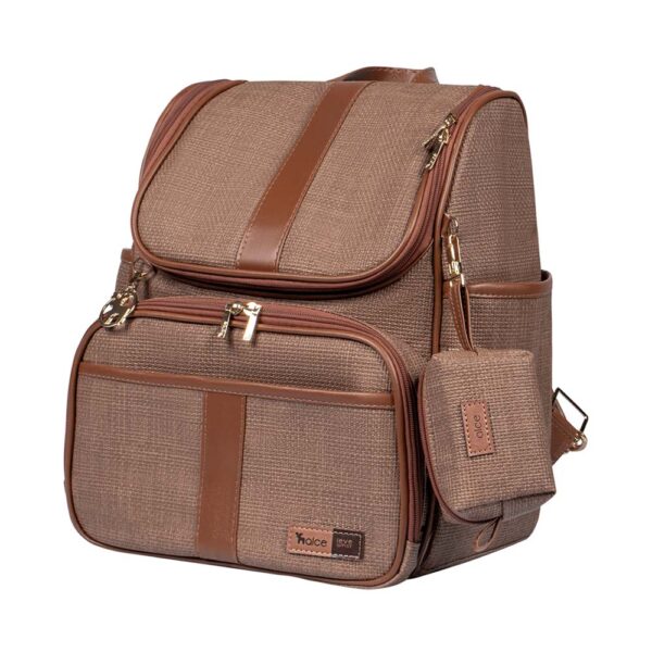 Mochila maternidade Lebaby cappuccino com porta chupeta