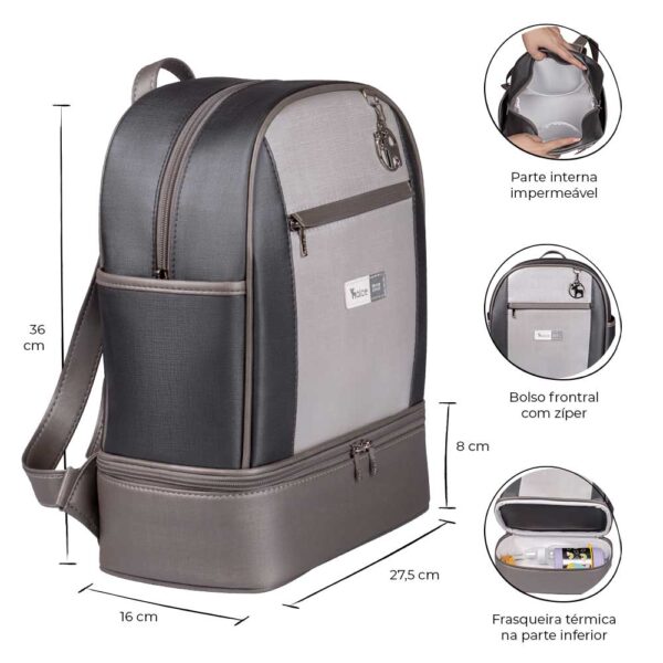 Kit Maternidade Bolsa Mala Mochila Londres Cinza - Imagem 6