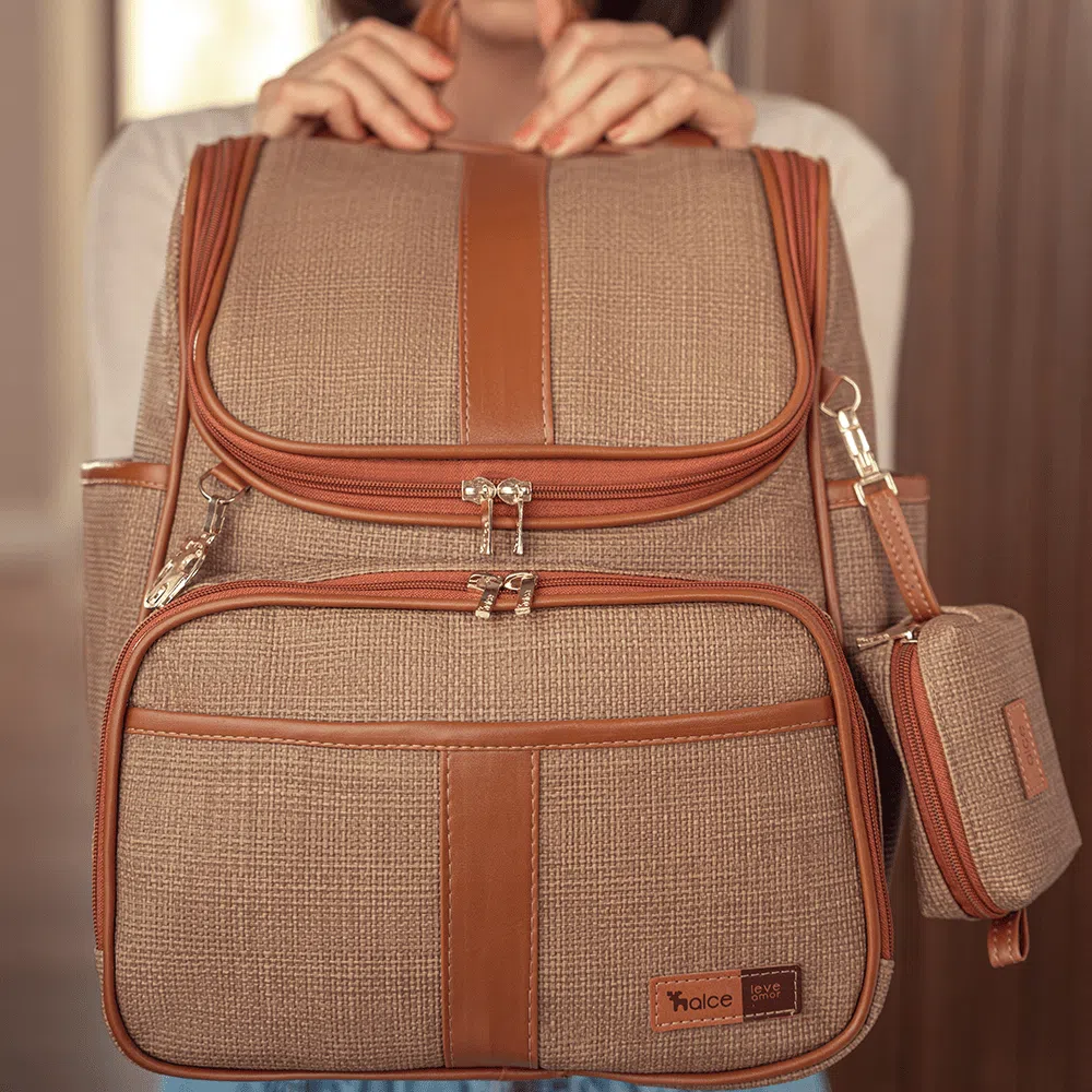 Bolsa Mochila Maternidade Multifuncional Lebaby 2 em 1 Cappuccino mochila maternidade usealce le baby cappuccino
