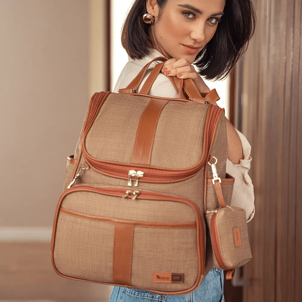 Bolsa Mochila Maternidade Multifuncional Lebaby 2 em 1 Cappuccino mochila maternidade usealce le baby cappuccino