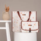 kit trocador portatil de bebe com porta fraldas bolsa maternidade bag alce flores