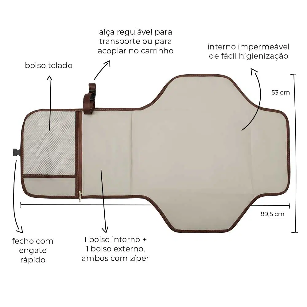 trocador portatil de bebe com porta fraldas alce listras color