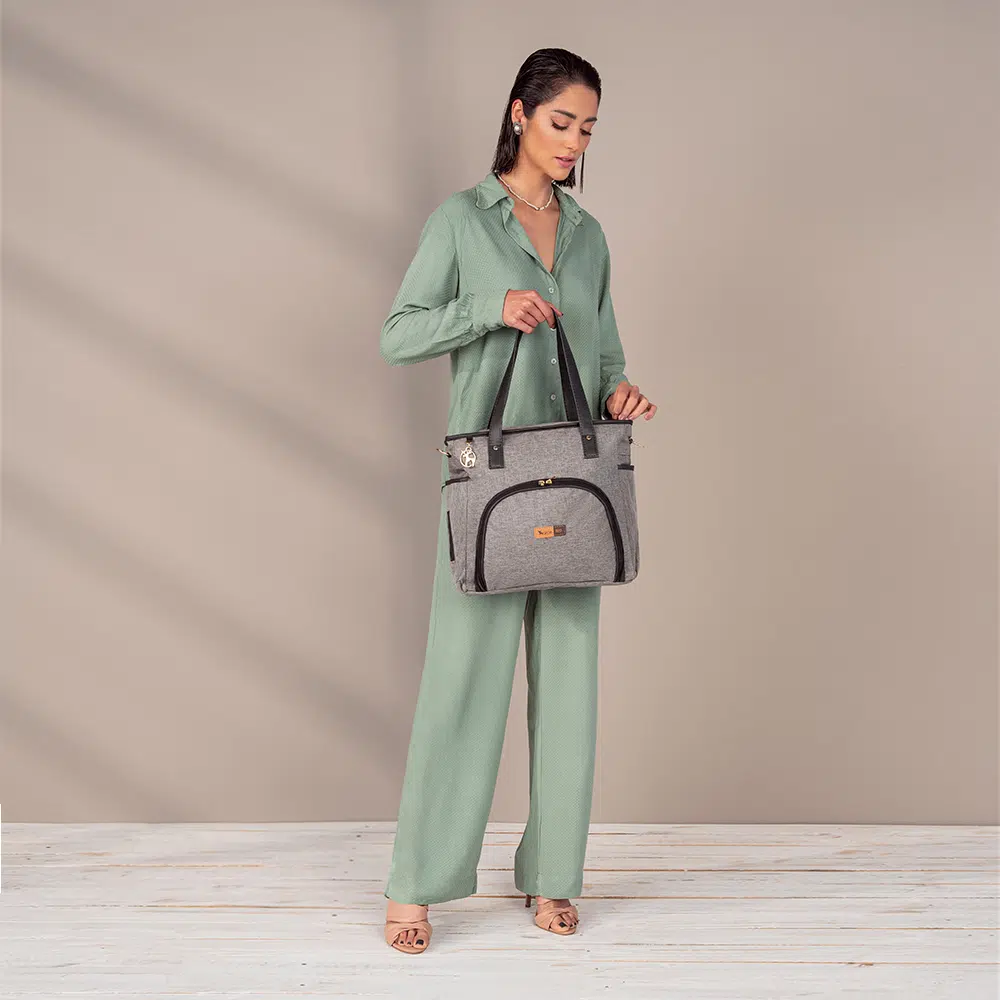 Bolsa Maternidade Lebaby Cinza Mescla c bolsa maternidade usealce le baby preta