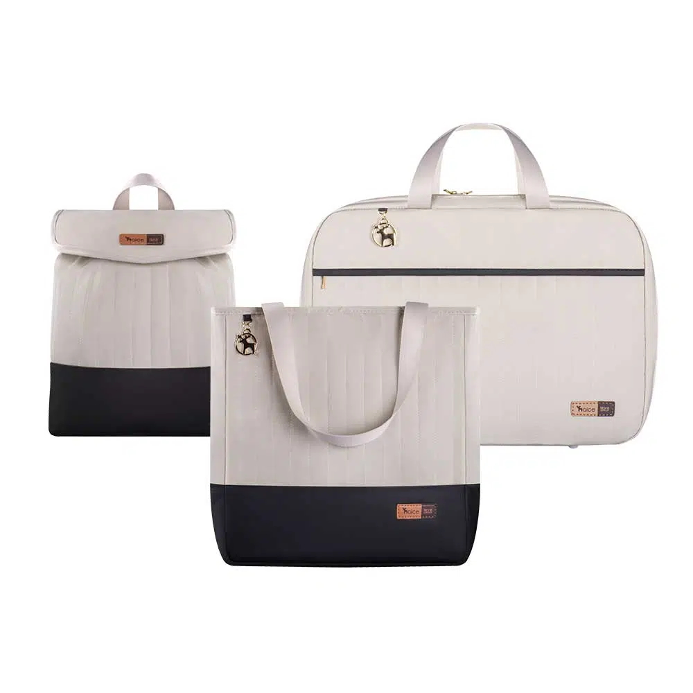 Kit Bolsa Mala e Mochila Maternidade Coleção Cores - Creme e Preto