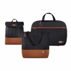 Kit Bolsa Mala e Mochila Maternidade Coleção Cores - Preto e Caramelo