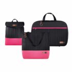 Kit Bolsa Mala e Mochila Maternidade Coleção Cores - Preto e Pink