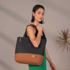 Kit Bolsa Mala e Mochila Maternidade Coleção Cores - Preto e Caramelo