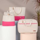Kit Bolsa Mala e Mochila Maternidade Coleção Cores - Creme e Pink