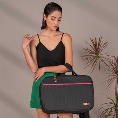 Kit Bolsa Mala e Mochila Maternidade Coleção Cores - Preto e Pink