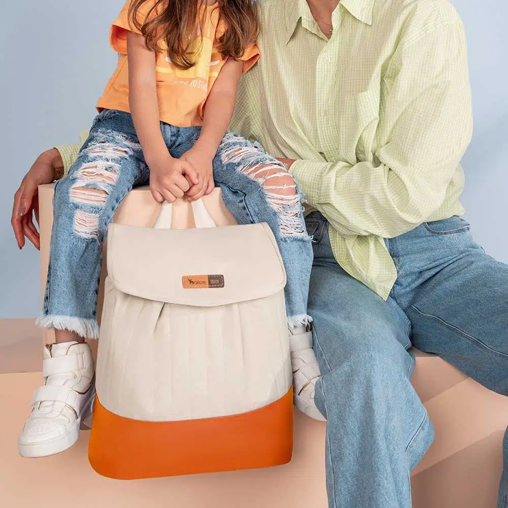 Kit Bolsa Mala e Mochila Maternidade Coleção Cores - Creme e Laranja - Imagem 19