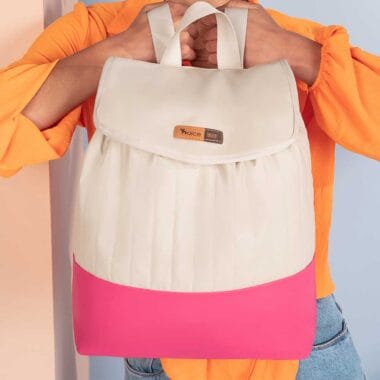 Mochila Maternidade Coleção Cores - Creme e Pink