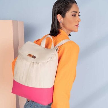 Mochila Maternidade Coleção Cores - Creme e Pink
