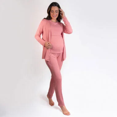 Robe Maternidade Canelado - Rose