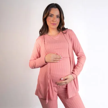 Robe Maternidade Canelado - Rose