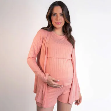 Robe Maternidade Canelado - Rose