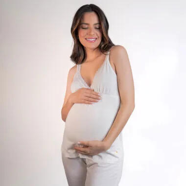 Pijama Maternidade e Amamentação Calça e Blusa - off white