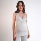 Conjunto Pijama Maternidade e Amamentação - Off White e Maresia