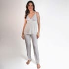 Conjunto Pijama Maternidade e Amamentação - Off White e Maresia
