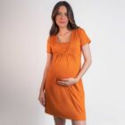 Vestido de Amamentação e Maternidade – Viscolycra Caramelo