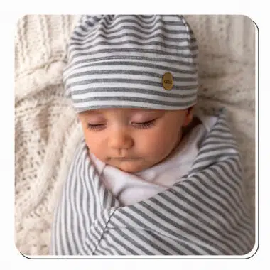 Kit Manta e Touca Para Bebê - Listras