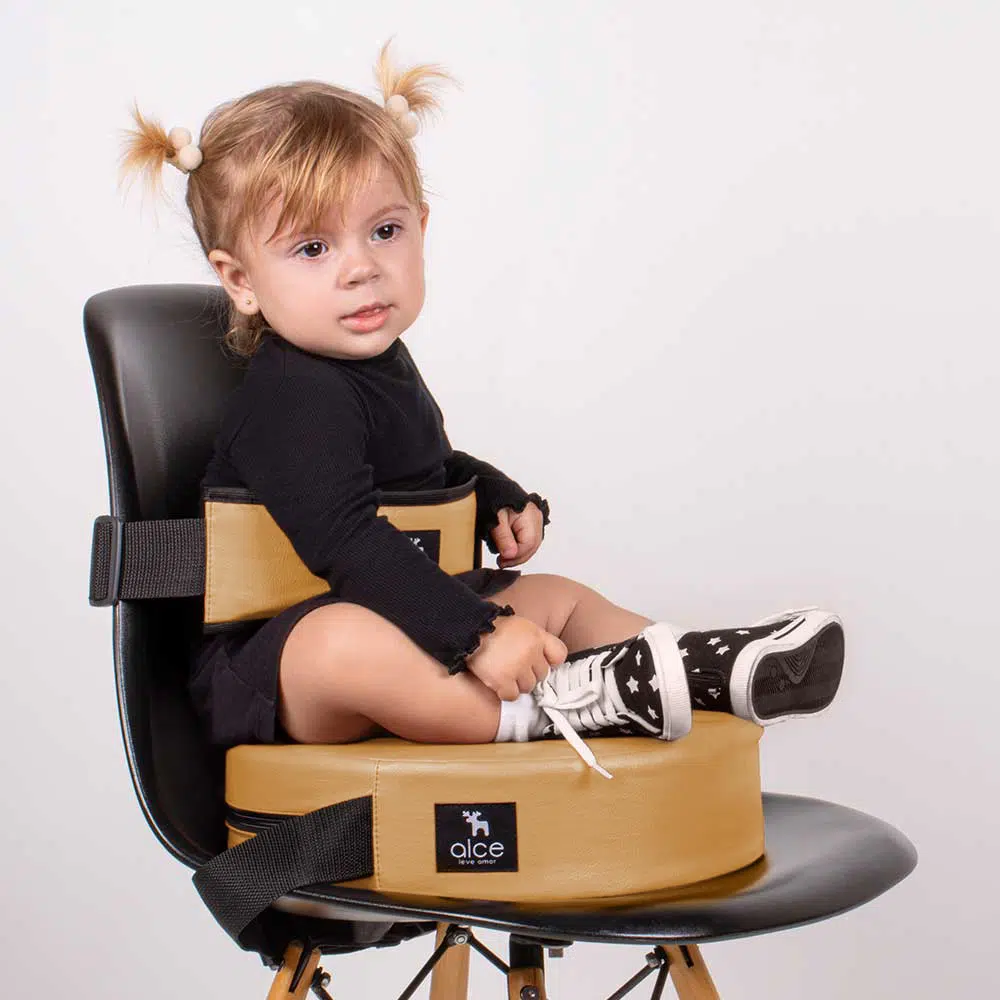 Assento De Alimentação Redondo E Cinto Mostarda