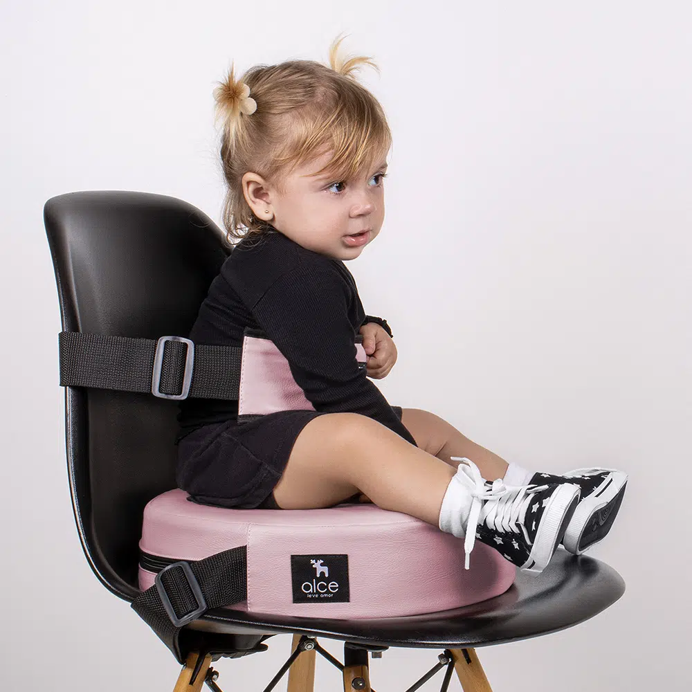 Assento De Alimentação Redondo E Cinto Rosa