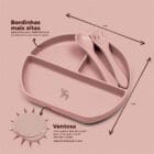 Kit Introdução Alimentar Prato Silicone com Ventosa Rose