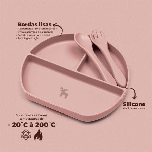 Kit Introdução Alimentar Prato Silicone com Ventosa Rose - Imagem 6