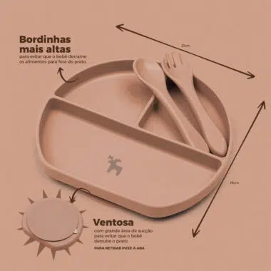 Kit Introdução Alimentar Prato Silicone com Ventosa Nude