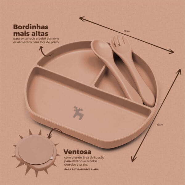 Kit Introdução Alimentar Prato Silicone com Ventosa Nude - Imagem 5