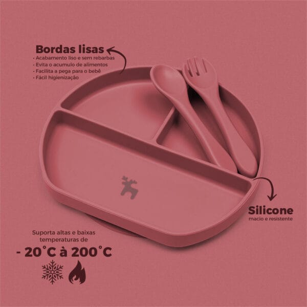 Kit Introdução Alimentar Prato Silicone com Ventosa Marsala - Imagem 6