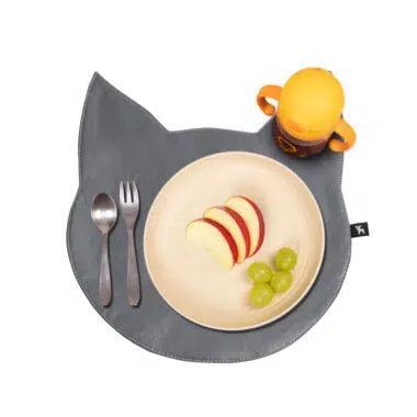 Jogo Americano Infantil Impermeável Sousplat Gatinho Cinza