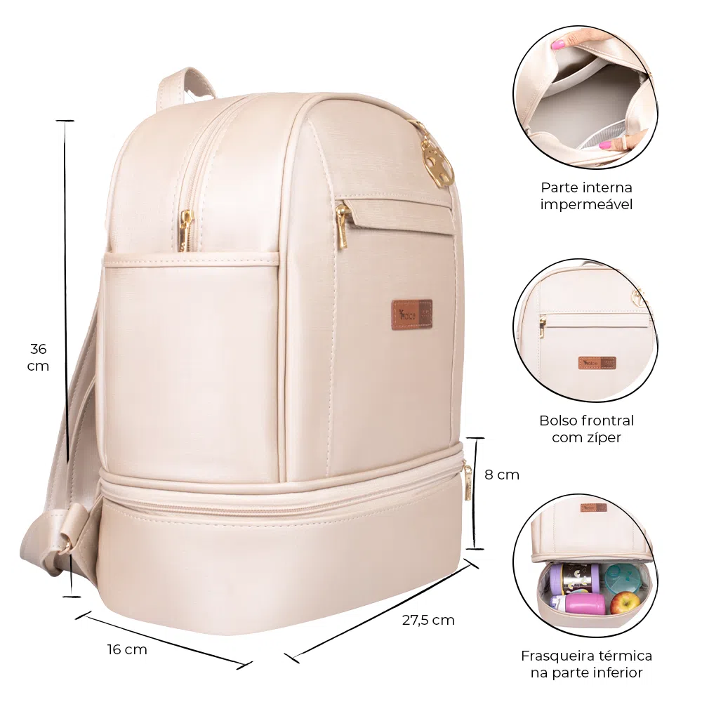 Kit Maternidade Bolsa Mala Mochila Londres Pérola - Imagem 3