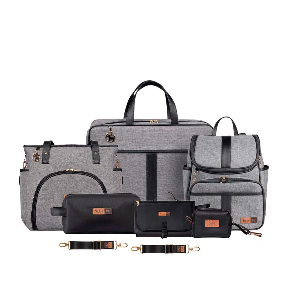 Kit Lebaby 7 Peças Cinza Mescla